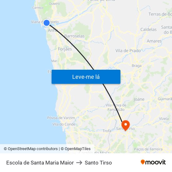 Escola de Santa Maria Maior to Santo Tirso map