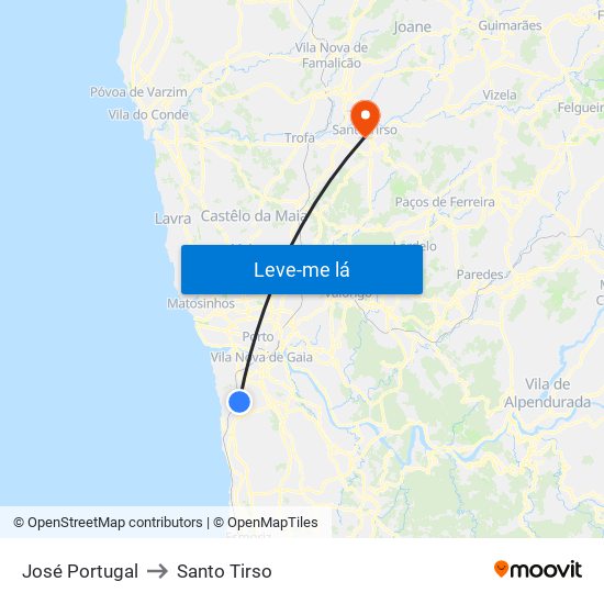 José Portugal to Santo Tirso map