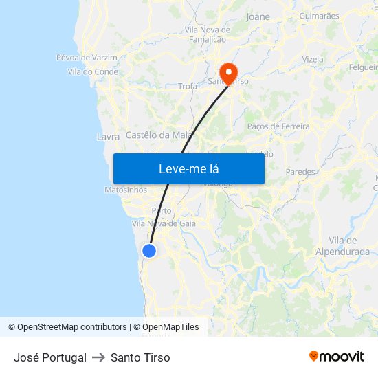 José Portugal to Santo Tirso map
