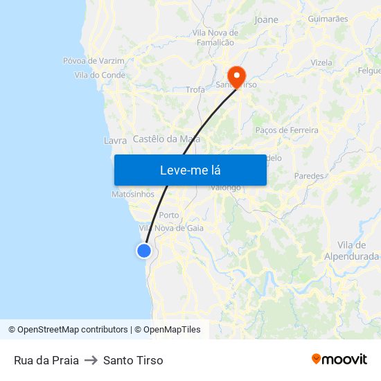 Rua da Praia to Santo Tirso map