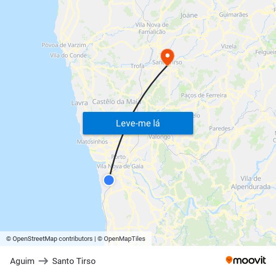 Aguim to Santo Tirso map