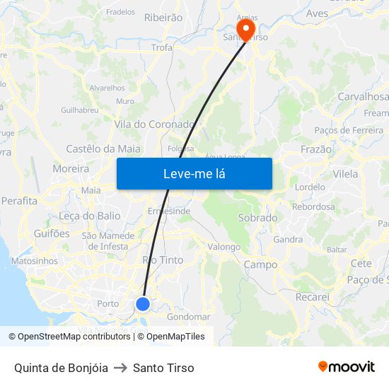 Quinta de Bonjóia to Santo Tirso map