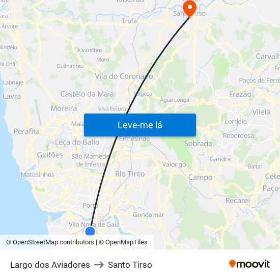 Largo dos Aviadores to Santo Tirso map