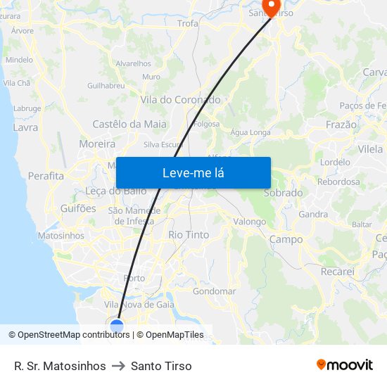 R. Sr. Matosinhos to Santo Tirso map