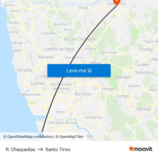 R. Chaquedas to Santo Tirso map