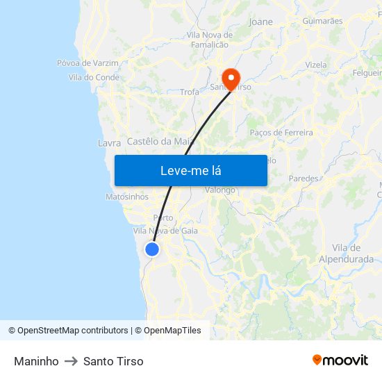 Maninho to Santo Tirso map