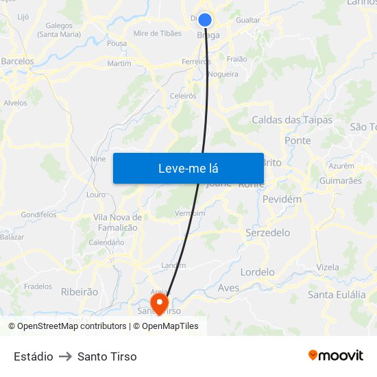 Estádio to Santo Tirso map