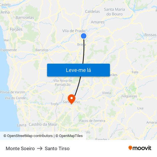 Monte Soeiro to Santo Tirso map