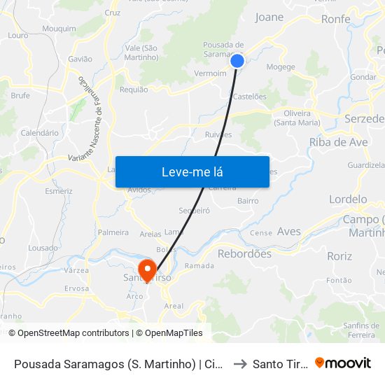 Pousada Saramagos (S. Martinho) | Ciclista to Santo Tirso map