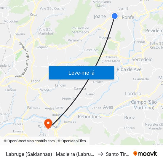 Labruge (Saldanhas) | Macieira (Labruge) to Santo Tirso map