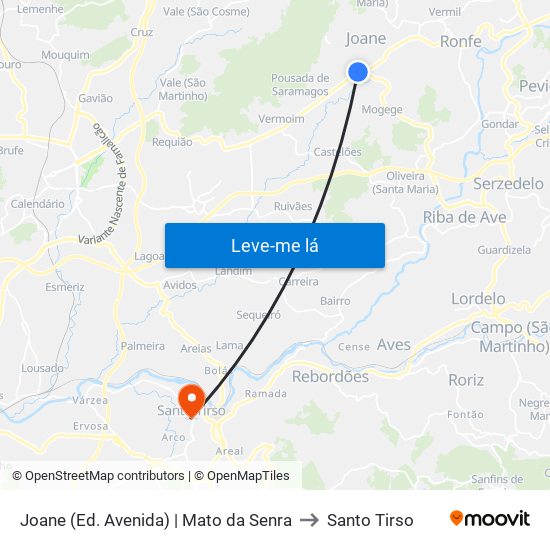 Joane (Ed. Avenida) | Mato da Senra to Santo Tirso map