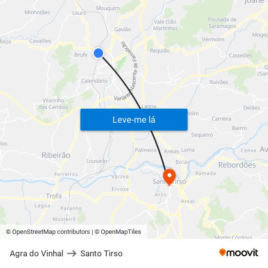 Agra do Vinhal to Santo Tirso map