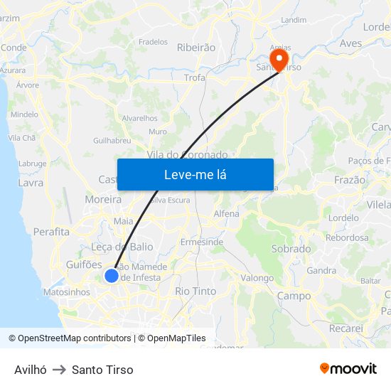 Avilhó to Santo Tirso map