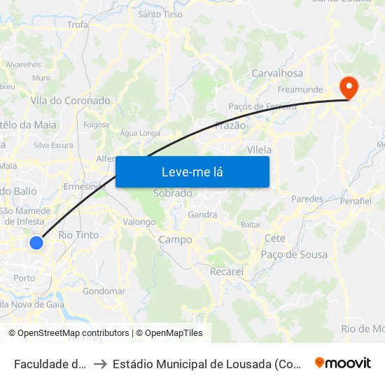 Faculdade de Engenharia to Estádio Municipal de Lousada (Complexo Desportivo de Lousada) map