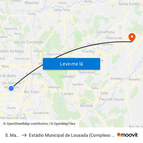 S. Mamede to Estádio Municipal de Lousada (Complexo Desportivo de Lousada) map