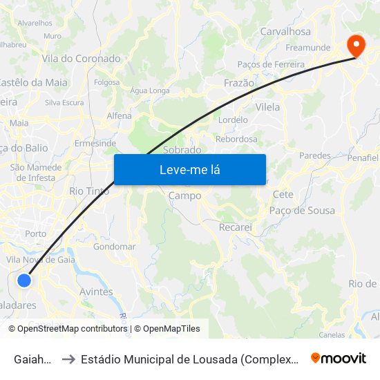 Gaiahopping to Estádio Municipal de Lousada (Complexo Desportivo de Lousada) map