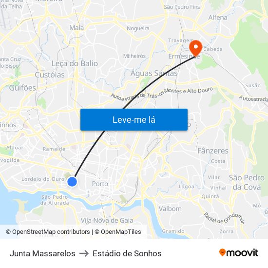 Junta Massarelos to Estádio de Sonhos map