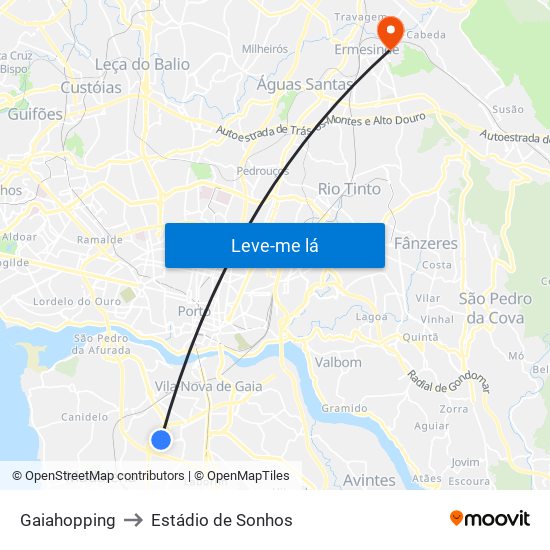 Gaiahopping to Estádio de Sonhos map