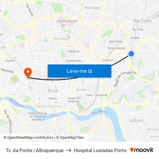 Tv. da Ponte | Albuquerque to Hospital Lusíadas Porto map