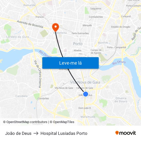 João de Deus to Hospital Lusíadas Porto map