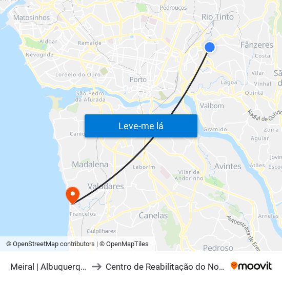 Meiral | Albuquerque to Centro de Reabilitação do Norte map