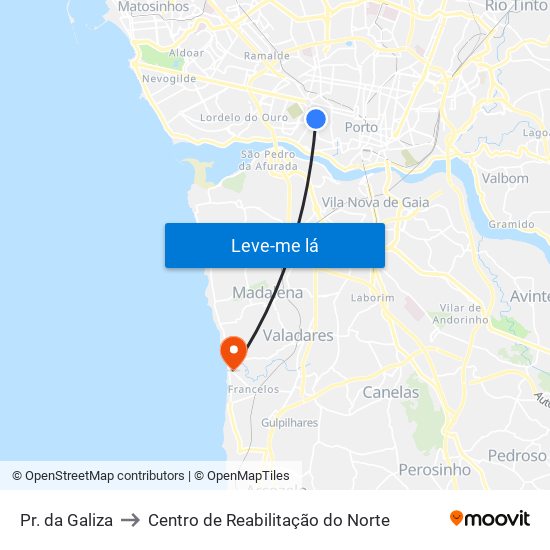 Pr. da Galiza to Centro de Reabilitação do Norte map
