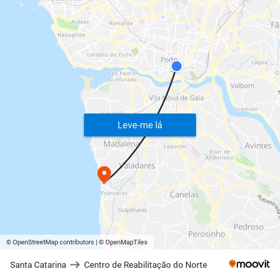 Santa Catarina to Centro de Reabilitação do Norte map