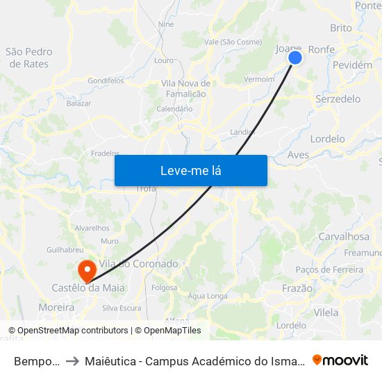 Bemposta to Maiêutica - Campus Académico do Ismai e Ipmaia map