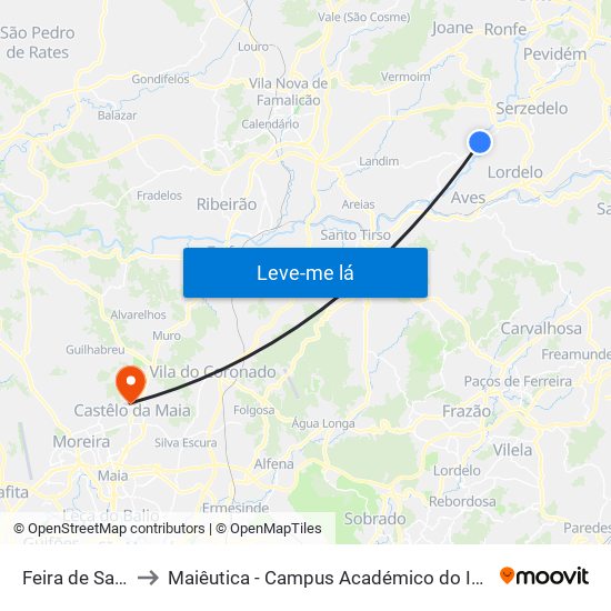 Feira de Santana to Maiêutica - Campus Académico do Ismai e Ipmaia map