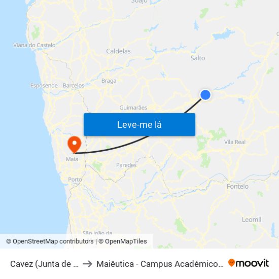 Cavez (Junta de Freguesia) to Maiêutica - Campus Académico do Ismai e Ipmaia map