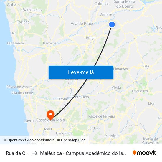 Rua da Costa to Maiêutica - Campus Académico do Ismai e Ipmaia map