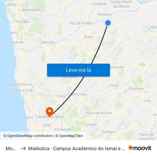 Moure to Maiêutica - Campus Académico do Ismai e Ipmaia map