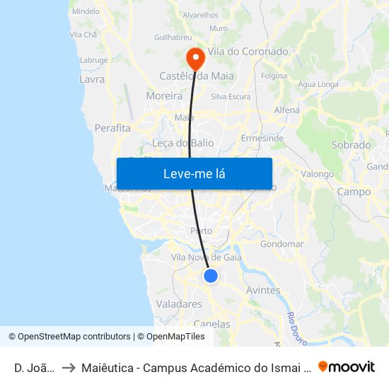 D. João II to Maiêutica - Campus Académico do Ismai e Ipmaia map
