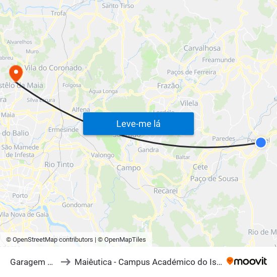 Penafiel | Garagem Valpi to Maiêutica - Campus Académico do Ismai e Ipmaia map