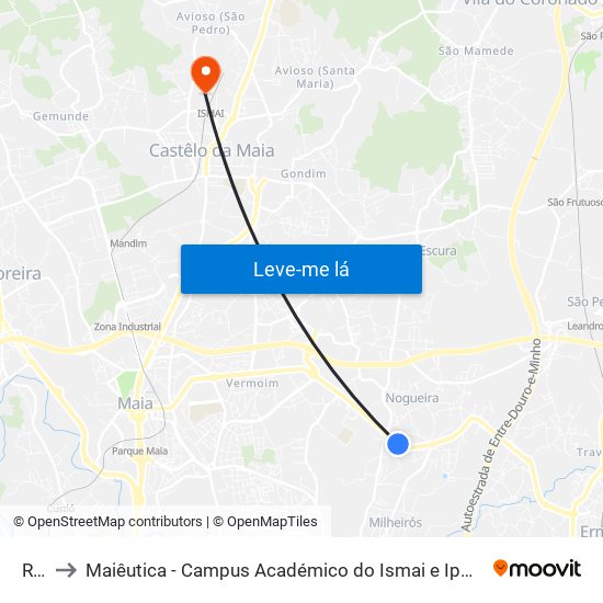 Rio to Maiêutica - Campus Académico do Ismai e Ipmaia map