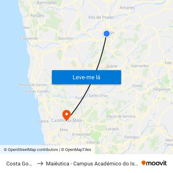 Costa Gomes Ii to Maiêutica - Campus Académico do Ismai e Ipmaia map