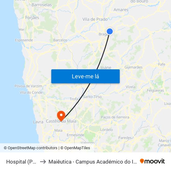 Hospital (Parque) to Maiêutica - Campus Académico do Ismai e Ipmaia map