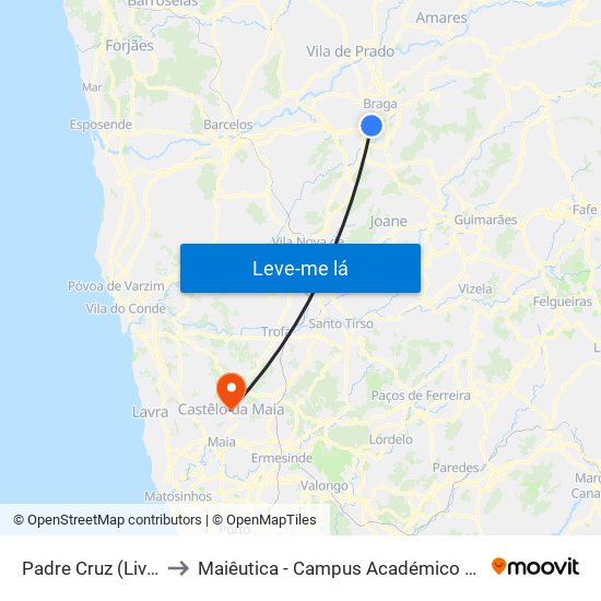 Padre Cruz (Livramento) to Maiêutica - Campus Académico do Ismai e Ipmaia map