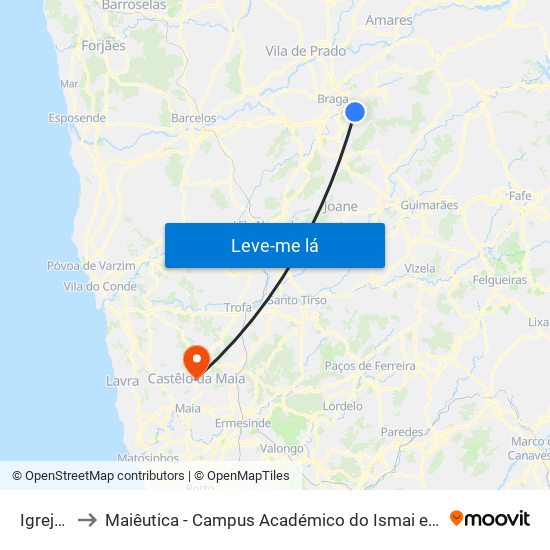 Igreja Ii to Maiêutica - Campus Académico do Ismai e Ipmaia map