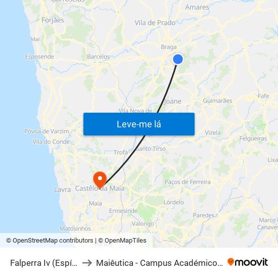 Falperra Iv (Espírito Santo) to Maiêutica - Campus Académico do Ismai e Ipmaia map