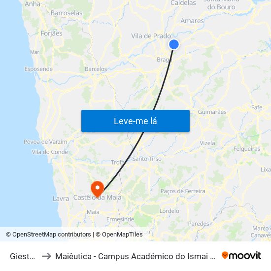 Giestal Ii to Maiêutica - Campus Académico do Ismai e Ipmaia map