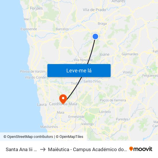 Santa Ana Iii (Souto) to Maiêutica - Campus Académico do Ismai e Ipmaia map