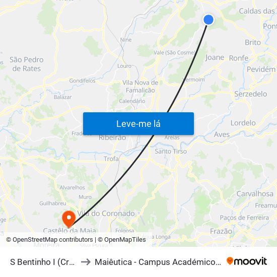 S Bentinho I (Cruzamento) to Maiêutica - Campus Académico do Ismai e Ipmaia map