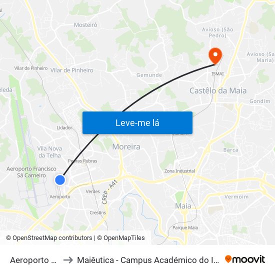 Aeroporto (AVIS) to Maiêutica - Campus Académico do Ismai e Ipmaia map