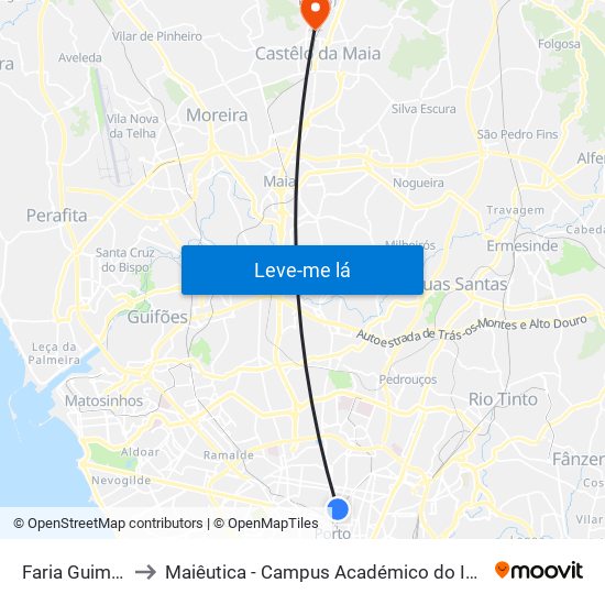 Faria Guimarães to Maiêutica - Campus Académico do Ismai e Ipmaia map