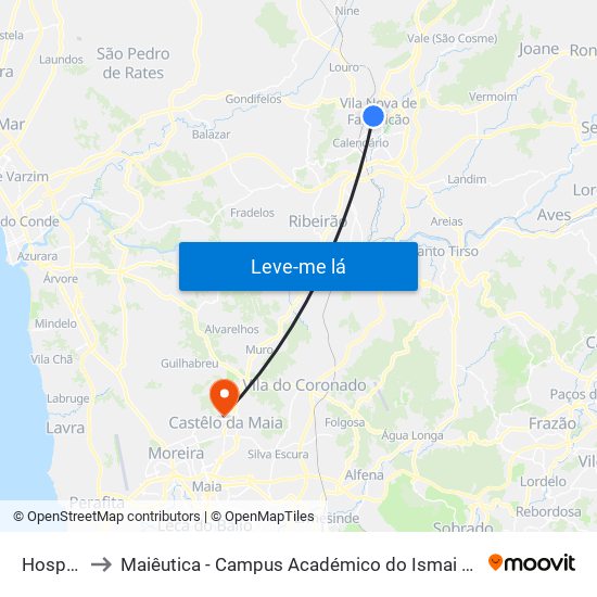 Hospital to Maiêutica - Campus Académico do Ismai e Ipmaia map