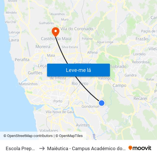 Escola Preparatória to Maiêutica - Campus Académico do Ismai e Ipmaia map