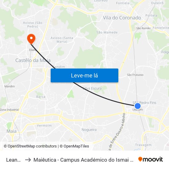 Leandro to Maiêutica - Campus Académico do Ismai e Ipmaia map