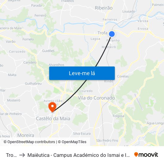 Trofa to Maiêutica - Campus Académico do Ismai e Ipmaia map