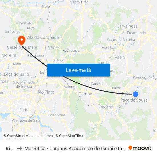 Irivo to Maiêutica - Campus Académico do Ismai e Ipmaia map